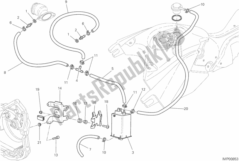 Alle onderdelen voor de Busfilter van de Ducati Hypermotard 1100 EVO USA 2012